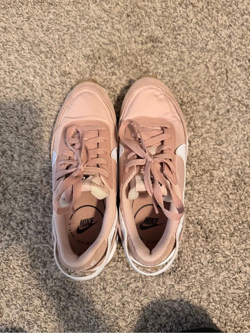 Nike Women's Blush Pink Retro Runner Sneakers with White Swoosh